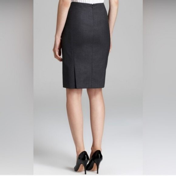 NEW Theory Golda Tailor Pencil Skirt Gray Wool Size 0 - Picture 3 of 9